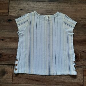 C&C California Cap Sleeve Embroidered Stripe Natural Fiber Boxy Top